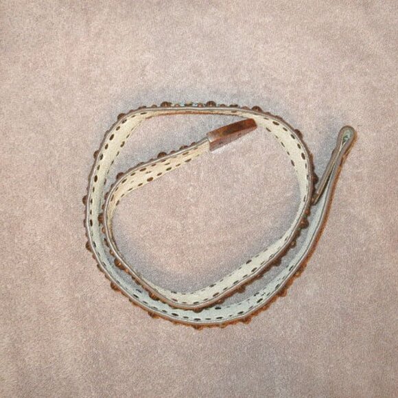 Rod's Arrow Beaded Hand Tooled Leather Belt Size M Rhinestones Studs Western - Picture 11 of 13